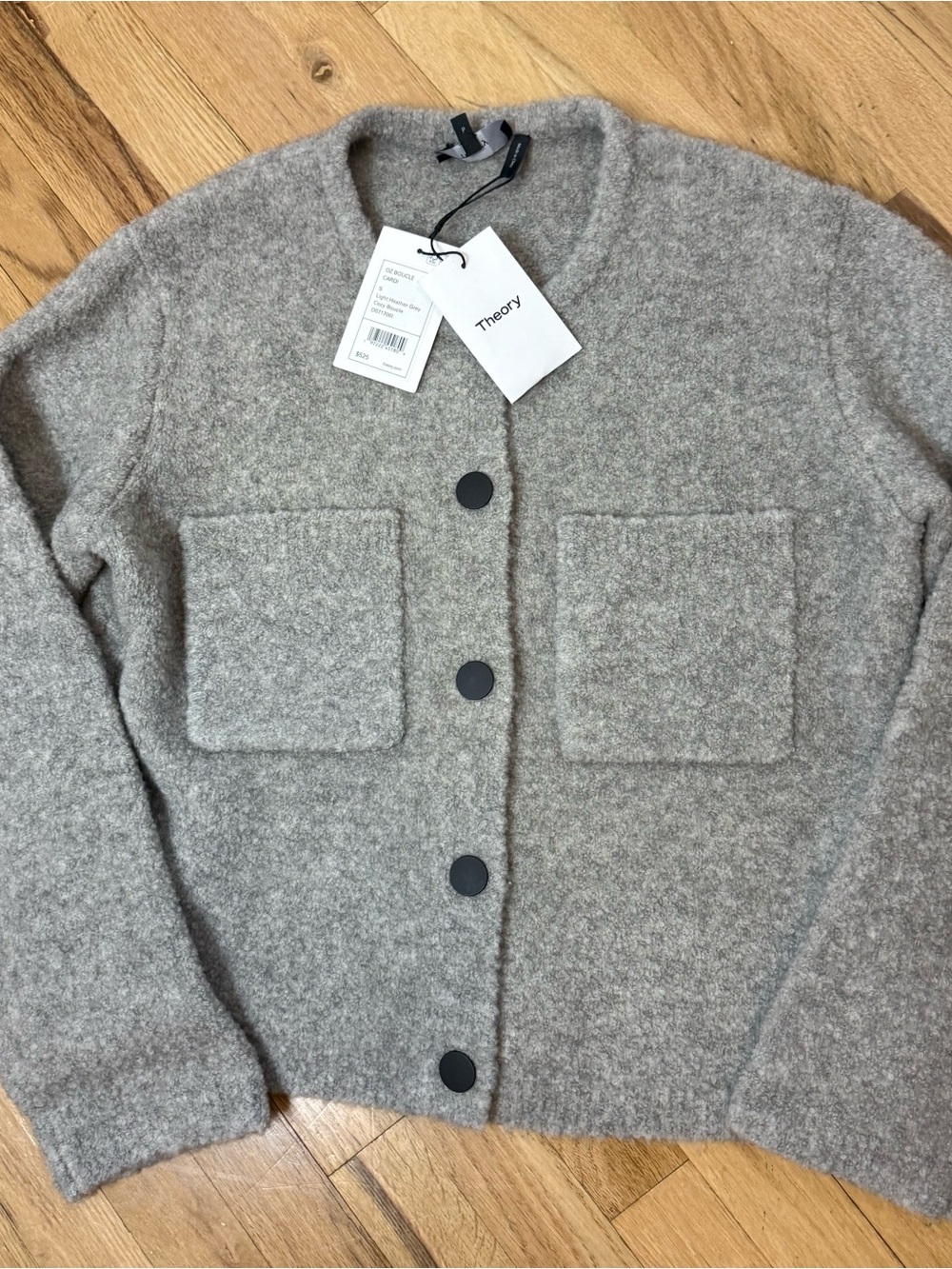 Theory Sophisticated Oz Wool Boucle Cardigan Size Small